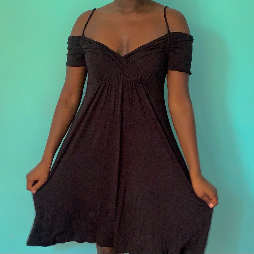 Soprano Off the Shoulder/ Strapped All Black Dress